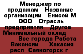 Менеджер по продажам › Название организации ­ Енисей-М, ООО › Отрасль предприятия ­ Другое › Минимальный оклад ­ 100 000 - Все города Работа » Вакансии   . Хакасия респ.,Саяногорск г.